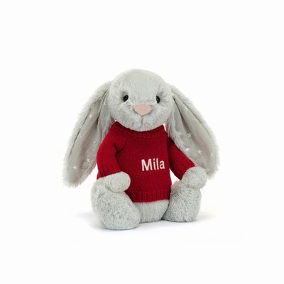 Jellycat Bashful Shimmer Bunny with Red Jumper Australia | 024769AZM